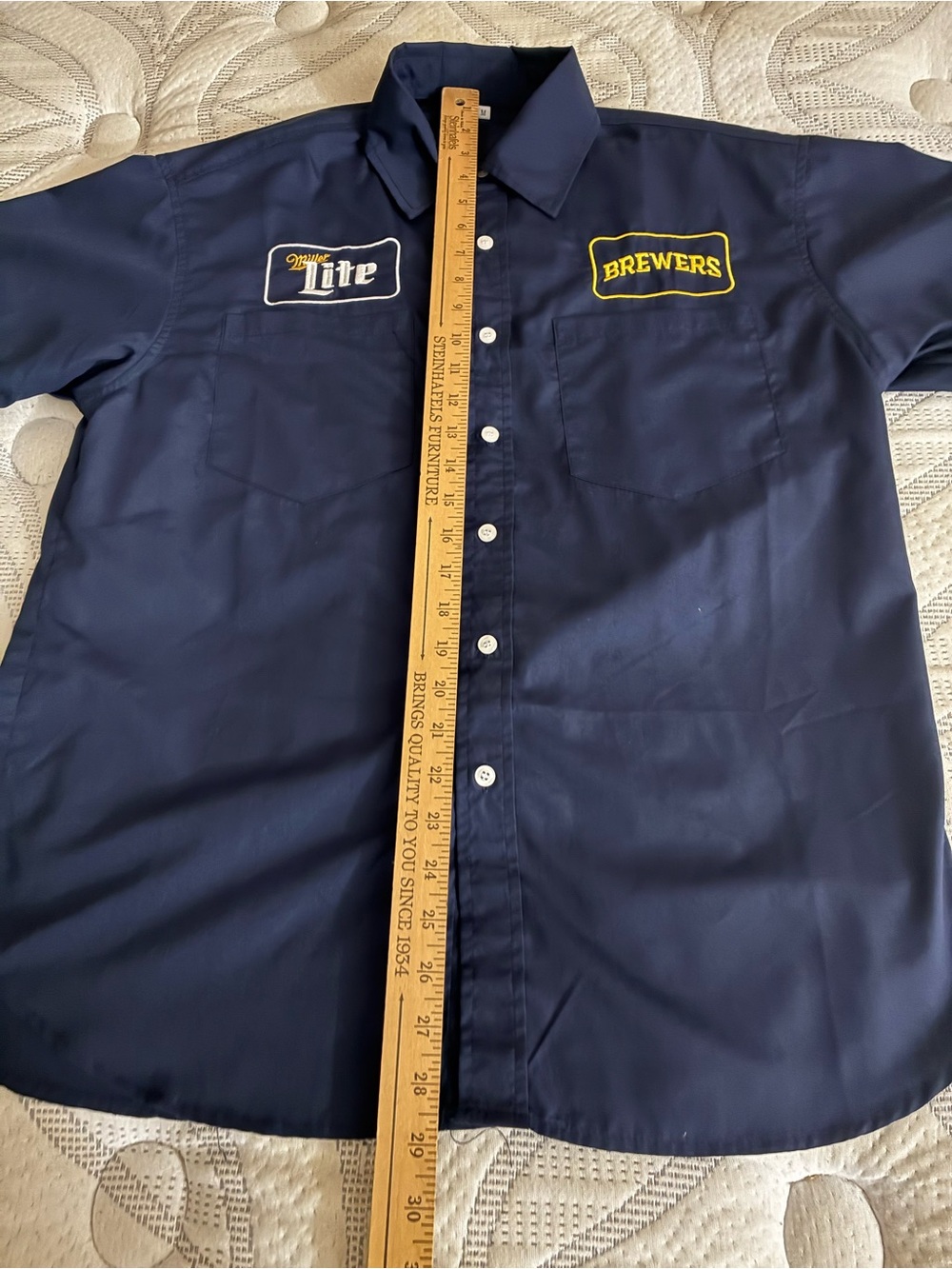 Miller Lite Milwaukee Brewers Vintage Button Down Short Sleeve Shirt - Picture 5 of 9